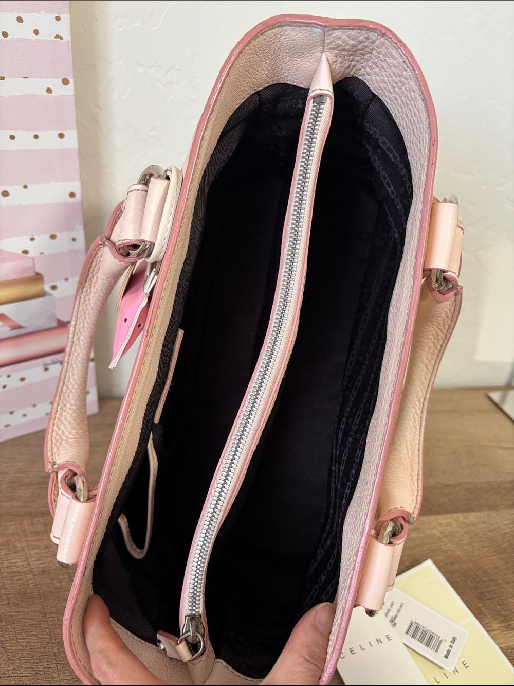 Celine Boogie Bag-  Light Pink Pebbled Leather Satchel with Charm - Picture 8 of 12